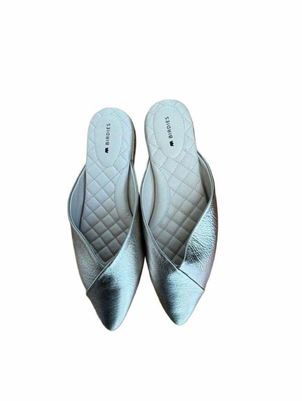 Birdies The Swan Gold Metallic Leather Mules, Size 7